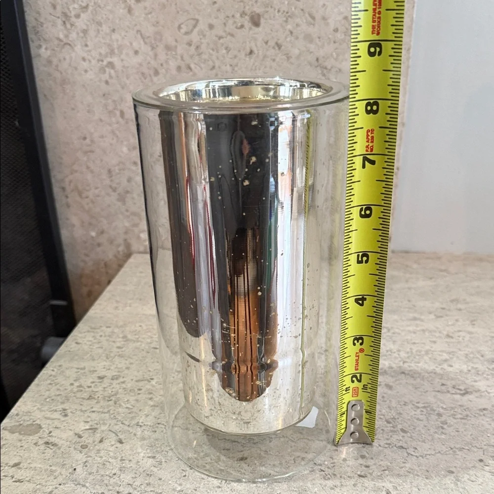 West Elm Silver Metallic Vase/Candle Holder